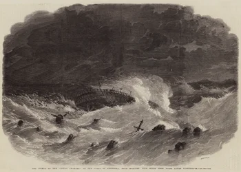 Wrak Royal Charter na wybrzeżu Anglesey, w pobliżu Moelfre Pięć mil od latarni morskiej Point Lynas